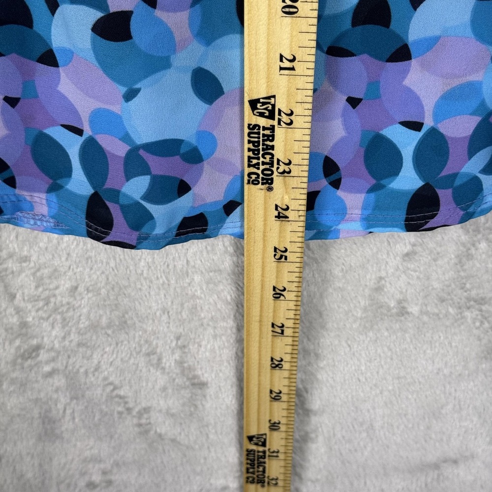 Black Market Shirt Womens Medium Blue Purple Geometric Button Up Long Sleeve USA - Picture 7 of 11